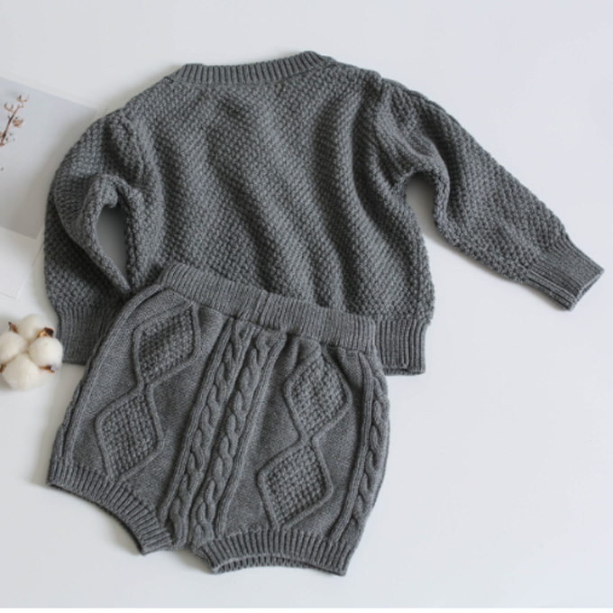 Pearls パールズ ベビー服 冬 男の子 女の子 カーディガン パンツ 上下セット ブルマ トップス 暖か