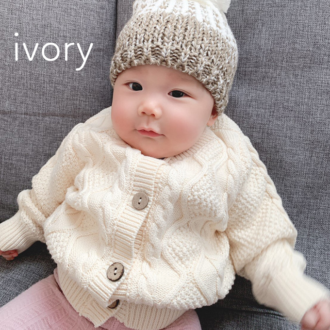 Pearls パールズ ベビー服 冬 男の子 女の子 カーディガン パンツ 上下セット ブルマ トップス 暖か