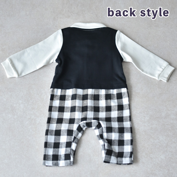 Pearls パールズ ベビー服 ベビー フォーマル 男の子 ロンパース チェック 長袖 子供服 春 秋 冬