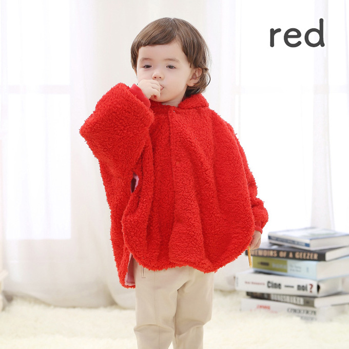 ベビー アウター くまみみ フード付き ボア フリース 防寒 マント ポンチョ Pearls パールズ