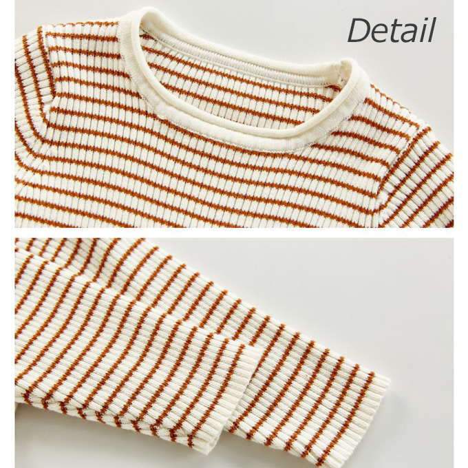 Pearls パールズ ベビー服 ボーダー リブ フレア コットン 暖かい 春秋冬 女の子 子ども 子供服 コットン 女 可愛い かわいい 66 73 80 90 100