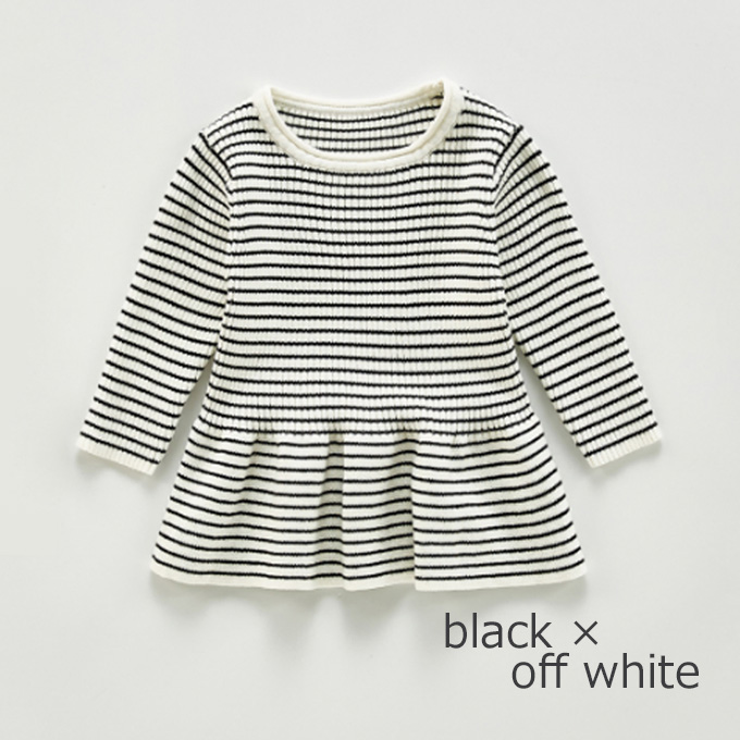 Pearls パールズ ベビー服 ボーダー リブ フレア コットン 暖かい 春秋冬 女の子 子ども 子供服 コットン 女 可愛い かわいい 66 73 80 90 100