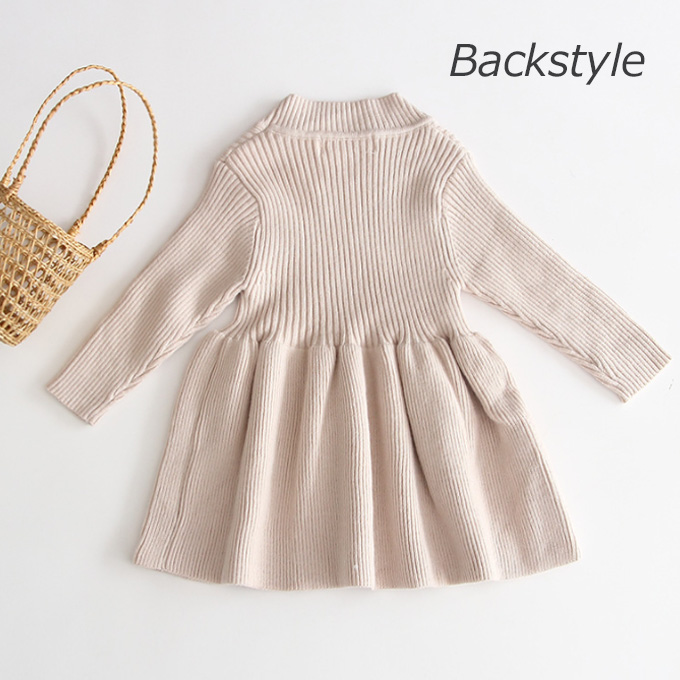 Pearls パールズ ベビー ベビー服 リブ 暖かい 長袖 ワンピース 春秋冬 女の子 子ども 子供服 女 可愛い かわいい 66 73 80 90 100