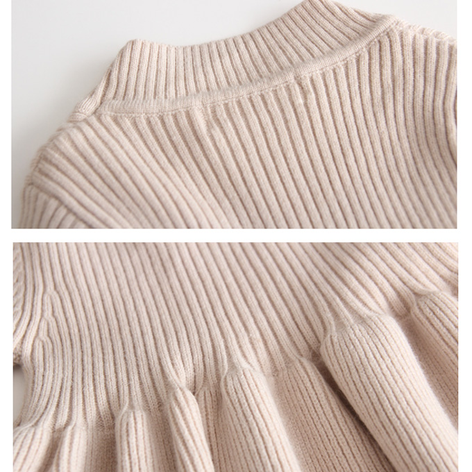 Pearls パールズ ベビー ベビー服 リブ 暖かい 長袖 ワンピース 春秋冬 女の子 子ども 子供服 女 可愛い かわいい 66 73 80 90 100