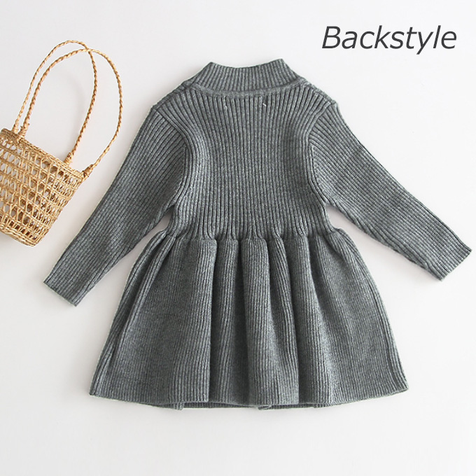 Pearls パールズ ベビー ベビー服 リブ 暖かい 長袖 ワンピース 春秋冬 女の子 子ども 子供服 女 可愛い かわいい 66 73 80 90 100