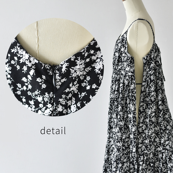 マタニティ ワンピース 夏 マキシ ロング キャミワンピ 花柄 黒 ブラック パールズ Pearls