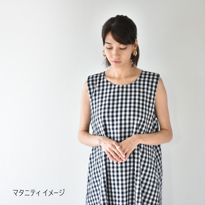 マタニティ ワンピース 夏 ギンガムチェック マキシ ロング 涼しい  パールズ Pearls