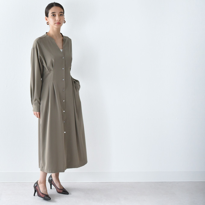 Pearls パールズ 授乳服 ワンピース シャツワンピース ロング 前開き 春夏 秋 授乳 オシャレ おしゃれ 可愛い かわいい カーキ ネイビー