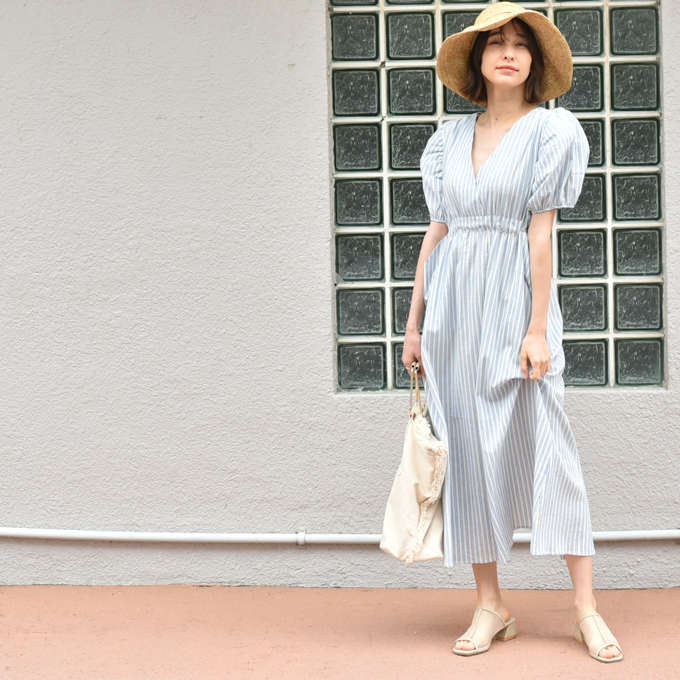 マタニティ 授乳服通販パールズ 授乳対応ストライプ柄カシュクール