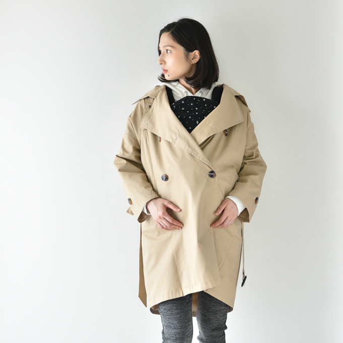 Pearls パールズ マタニティ コート ママコート トレンチコート アウター 大きめサイズ だっこ 防寒 大きいサイズ 秋 冬 送料無料