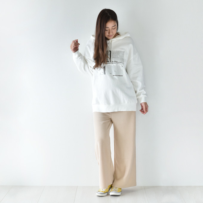 Pearls パールズ マタニティ リブパンツ ボトムス パンツ ワイド 秋冬 暖か あったか 保温