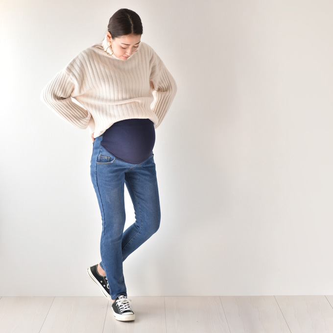 Pearls パールズ マタニティ デニム 冬 裏起毛 ボトムス パンツ ズボン 秋冬 暖か あったか 保温