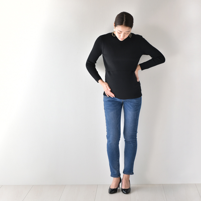 Pearls パールズ マタニティ デニム 冬 裏起毛 ボトムス パンツ ズボン 秋冬 暖か あったか 保温