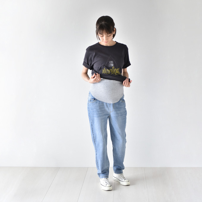 マタニティ デニム テーパード ボーイズ ダメージ マタニティパンツ マタニティデニム マタニティジーンズ パールズ Pearls 