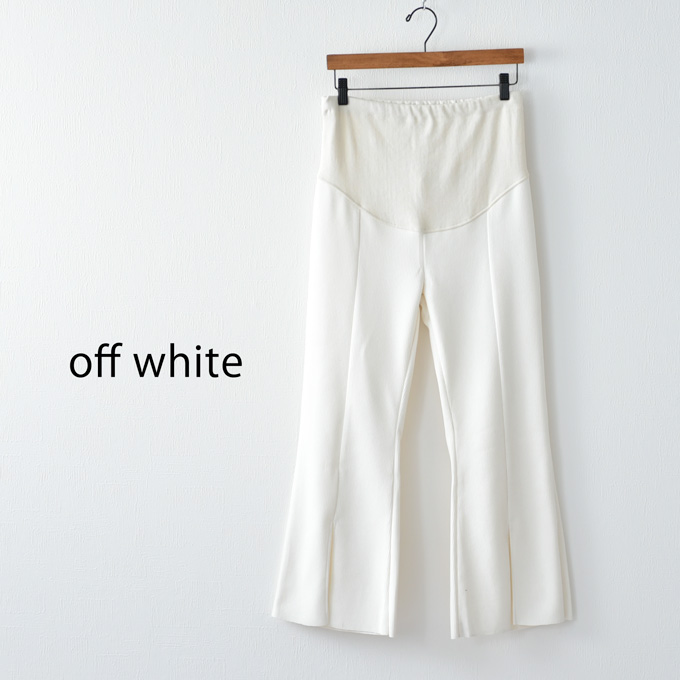 Pearls パールズ マタニティ パンツ フレアパンツ フレア 秋冬 春 リブ コーデュロイ ストレッチ スリット コール天 脚長効果 細見え ウエスト調節 アジャスター ボトム ボトムス イージー ゆったり らくちん 暖かい マタニティズボン 妊婦服