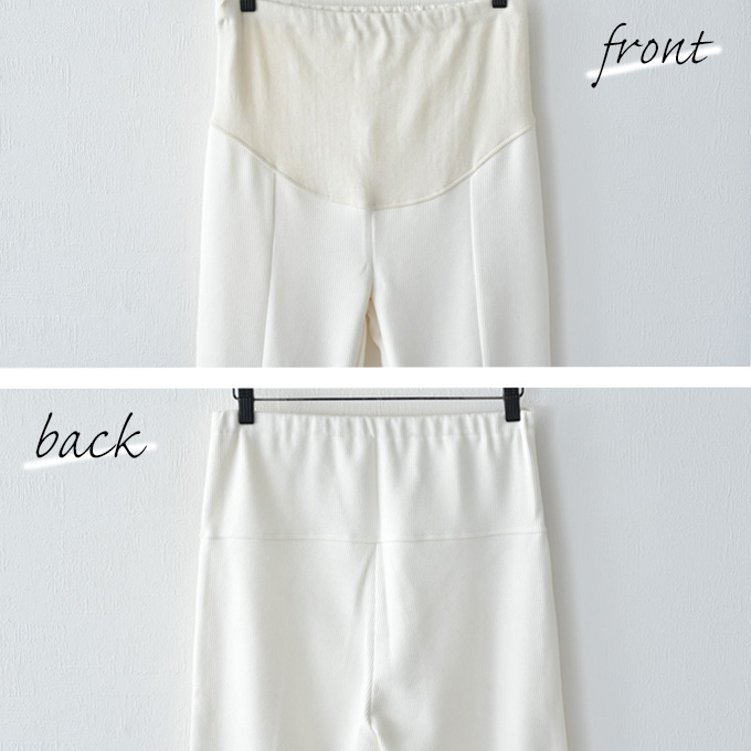 Pearls パールズ マタニティ パンツ フレアパンツ フレア 秋冬 春 リブ コーデュロイ ストレッチ スリット コール天 脚長効果 細見え ウエスト調節 アジャスター ボトム ボトムス イージー ゆったり らくちん 暖かい マタニティズボン 妊婦服