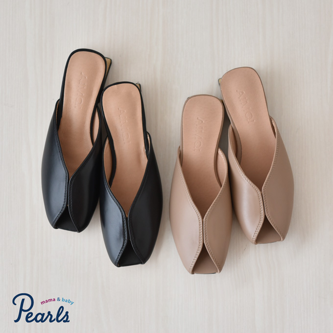 サンダル ローヒール レディース 夏 春夏 無地 シンプル 大人 Pearls パールズ