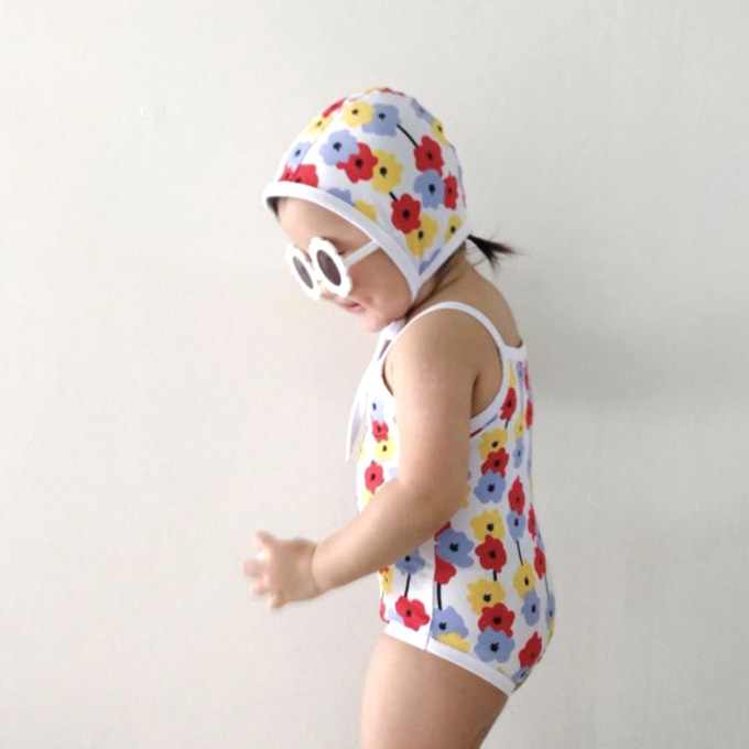 Pearls パールズ ベビー 水着 ベビー服 スイムウェア プール 夏 花柄 プリント ポップ 女の子 子ども 子供服 女 可愛い かわいい 66 73 80 90 100