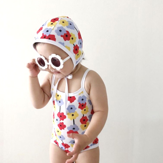 Pearls パールズ ベビー 水着 ベビー服 スイムウェア プール 夏 花柄 プリント ポップ 女の子 子ども 子供服 女 可愛い かわいい 66 73 80 90 100