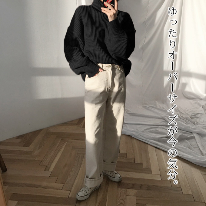 Pearls パールズ マタニティ 冬 ニット トップス リブニット 秋 長袖 暖か オーバーサイズ オーバーシルエット