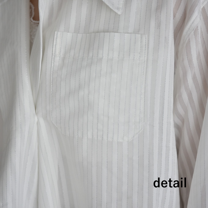 ブラウス トップス シャツ ストライプ ジャガード ポリエステル 冷房対策 シアー Pearls パールズ