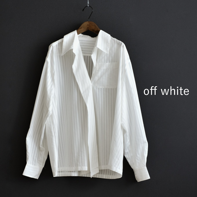 ブラウス トップス シャツ ストライプ ジャガード ポリエステル 冷房対策 シアー Pearls パールズ