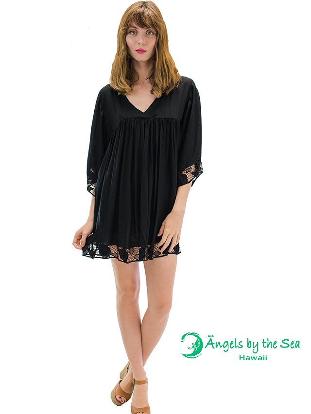 【ハワイ直輸入】エンジェルズ・バイ・ザ・シー・ハワイ　ショートドレス　ブラック(Poliahu Short Dress）