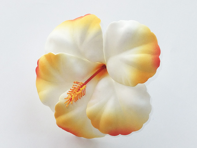 ハワイ直輸入 髪飾り ハイビスカス ホワイト オレンジ ハワイアンショップ Pono Market