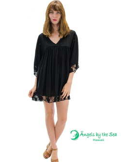 【ハワイ直輸入】エンジェルズ・バイ・ザ・シー・ハワイ　ショートドレス　ブラック(Poliahu Short Dress）