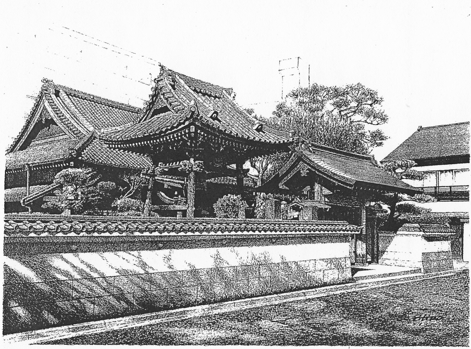 細密ぺん画アート【西教寺　門前】