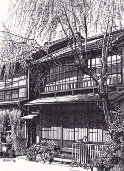 細密ぺん画アート【柳】