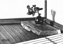 細密ぺん画アート【椿　一輪】