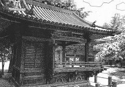 細密ぺん画アート【根津神社　神楽殿】
