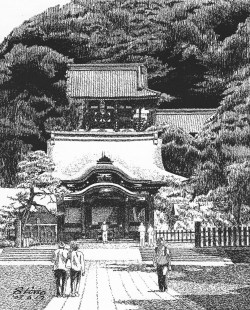細密ぺん画アート【鎌倉 鶴岡八幡宮】 細密ぺん画家、杉山八郎