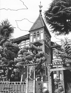 細密ぺん画アート【神戸　異人の館】