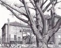 細密ぺん画アート【奏楽堂裏の大銀杏】