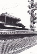 細密ぺん画アート【谷中観音寺の築地塀】