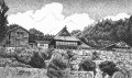 細密ぺん画アート【遠野・千葉家の曲り家】