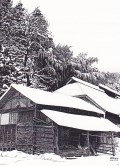 細密ぺん画アート【山間の積雪】