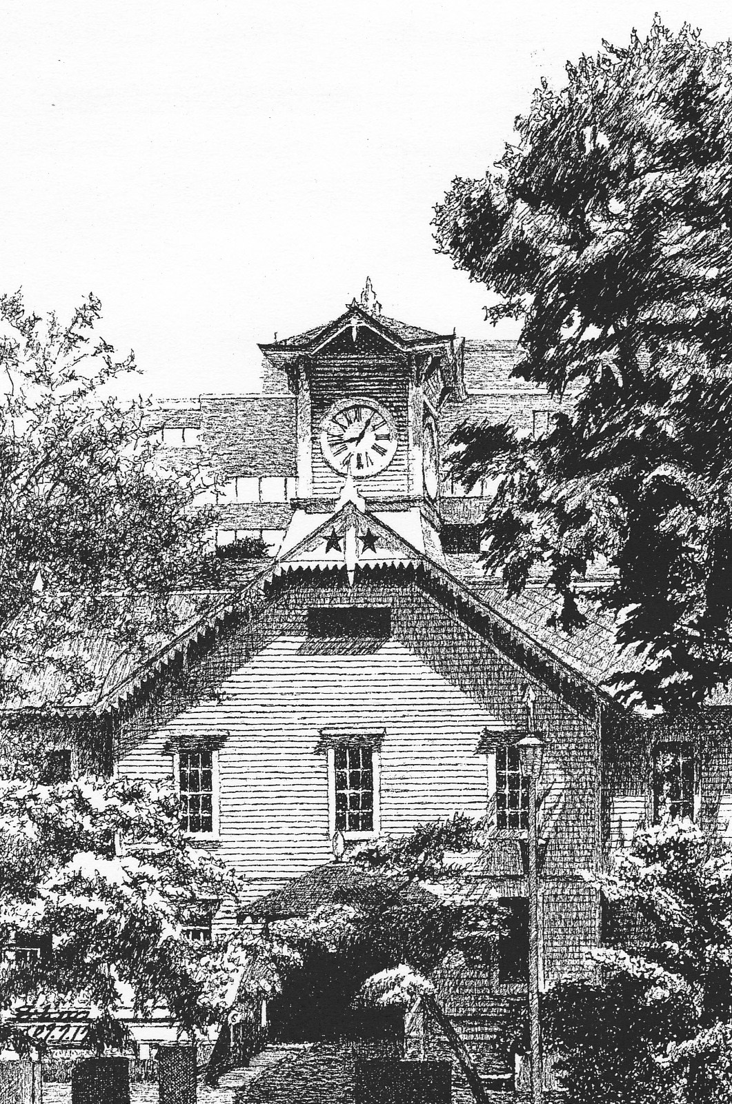 細密ぺん画アート【札幌の時計台】