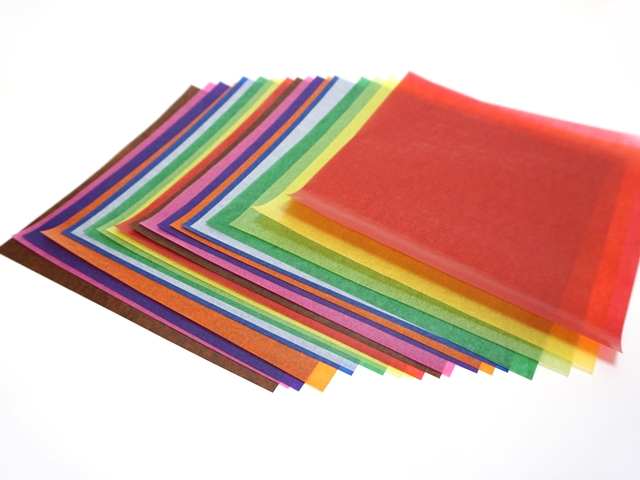 【020-Ａ】トランスパレントペーパーセット/１０色２０枚入/２０cm×２０cm