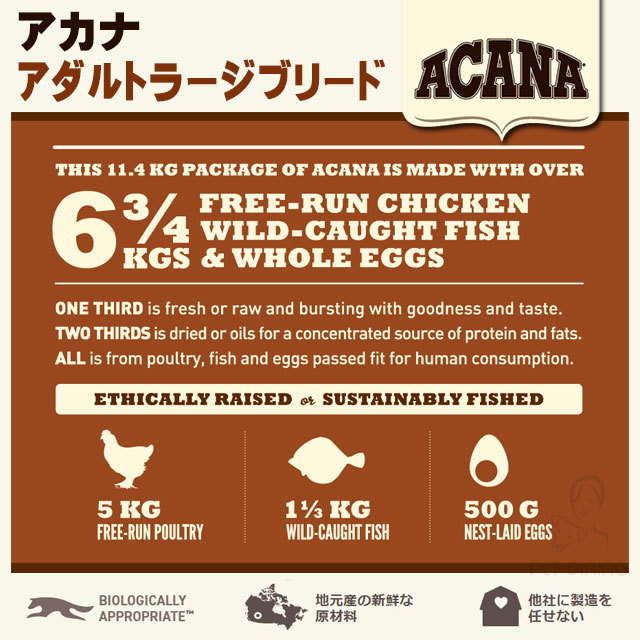 アカナ アダルトラージブリード 11 4kg アカナ ヘリテージ 大型犬の成犬用 Pet Dining