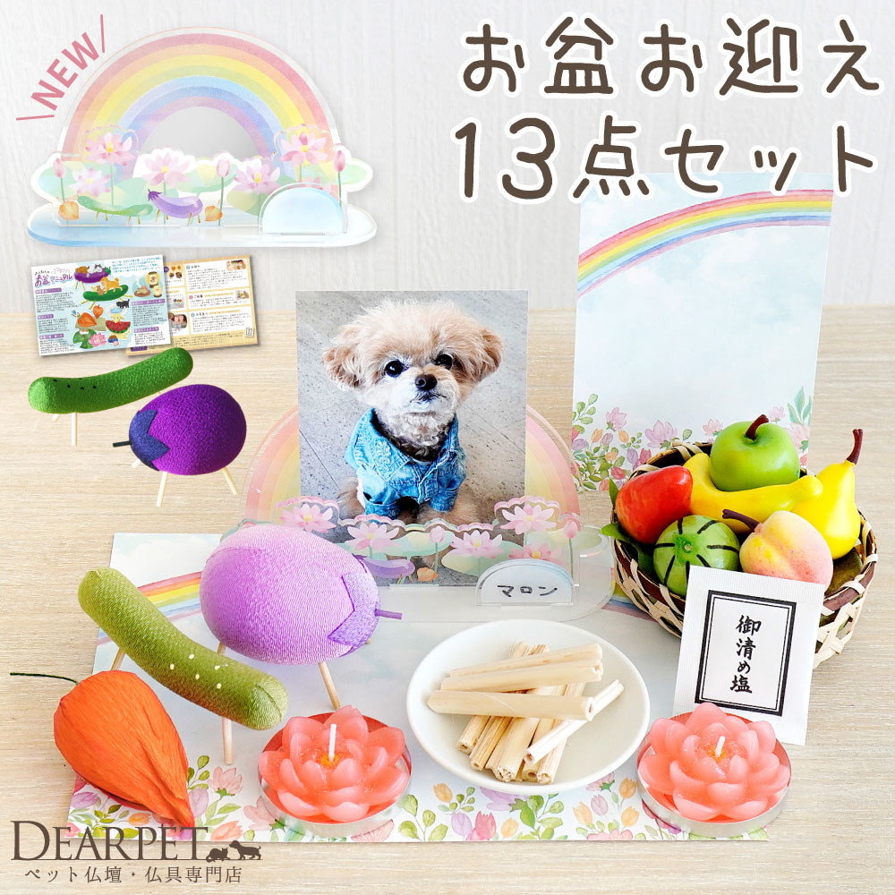 ペット お盆 お迎えセット 新盆 初盆 ちりめん 精霊馬 セット 初めてでも安心 13点 お盆飾り お供え お盆お迎えセット