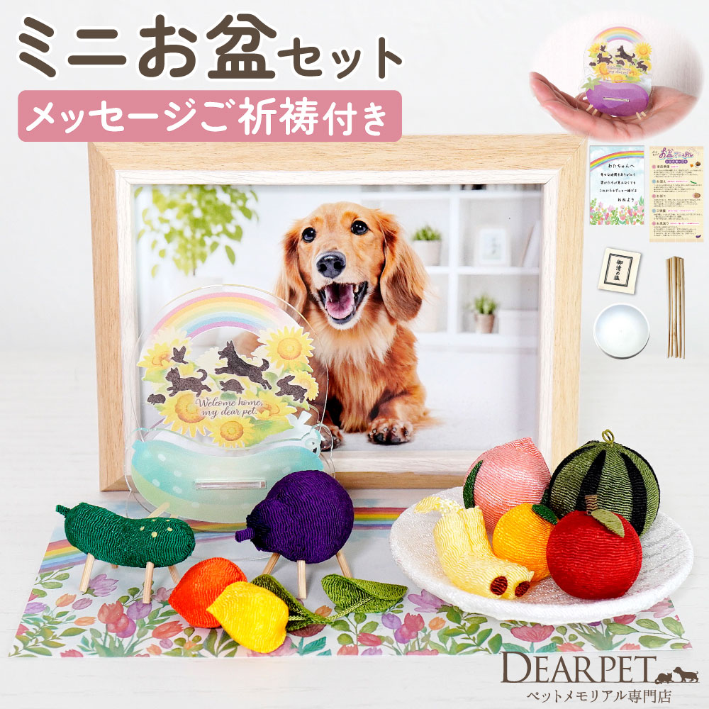 【早割500円OFF ～5/31】ペット お盆 お迎え ミニ お盆セット ゆらゆら精霊馬 ちりめん お盆飾り コンパクト 小さい セット ご祈祷 お焚き上げ サービス 初めてでも安心 お供え 