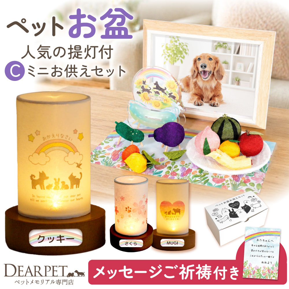 ペット LED おかえり盆提灯 & お盆 お迎え セット C 2回目以降のお盆に ネームプレート pset 【ネット限定】