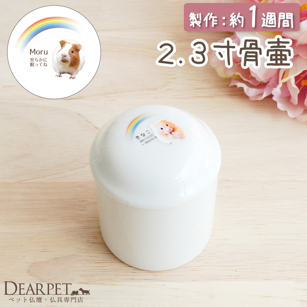 ペット骨壷 虹の橋 骨壷 2.3寸 名入れ 写真 ペット骨壺 小動物 フェレット モルモット デグー 小鳥 虹の橋骨壷 【送料無料】