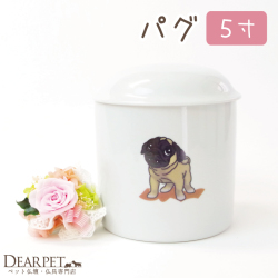 ペット骨壷可愛いイラスト パグ骨壷 ５寸 直径約15センチ 【送料無料】
