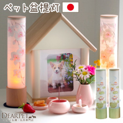 ペット お盆 提灯 蘭 蓮 LED 一対 2本セット 国産 コードレス式