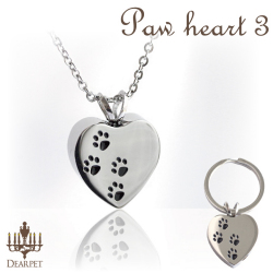 ペットメモリアル 遺骨ジュエリー パウハート・3 オールステンレス クリメイションジュエリー 【ネコポス対応】
