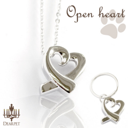 ペットメモリアル 遺骨ジュエリー オープンハート オールステンレス クリメイションジュエリー 【ネコポス対応】